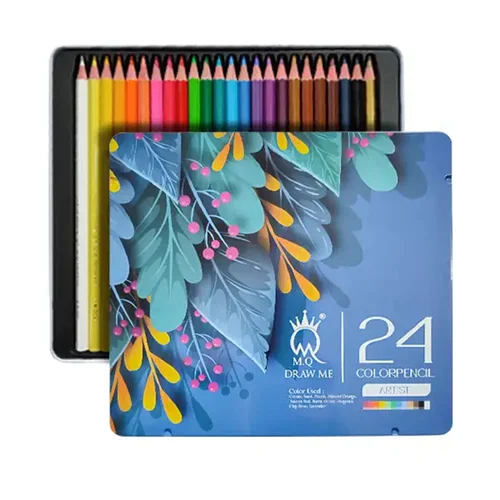 مداد رنگی 24 رنگ جعبه فلزی ام کيو