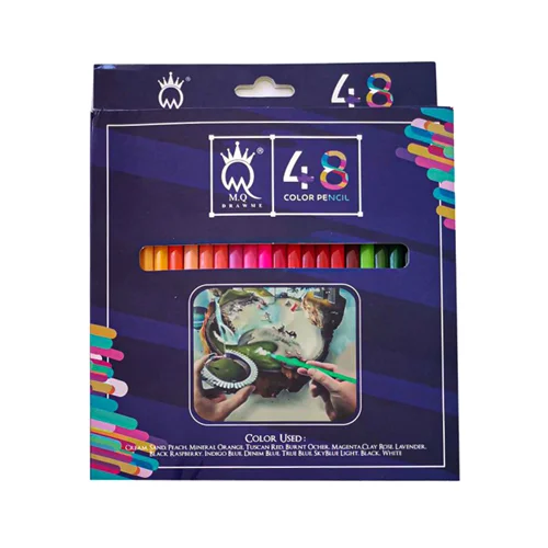 مداد رنگی 48 رنگ جعبه مقوايی ام کيو