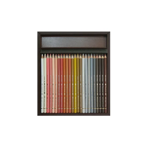 مداد رنگی 24 رنگ طیف پوست جعبه چوبی پلی کروم فابر کاستل